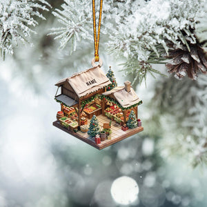 Personalized Market Stand 2D Flat Christmas Ornament, Market Stand Car Ornament, Market Stand Holiday Gift, Housewarming Gifts