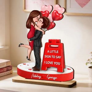 A Little Sign To Say I Love You - Personalized Wooden Plaque - Anniversary Gift, Valentine's Day Gift For Couple