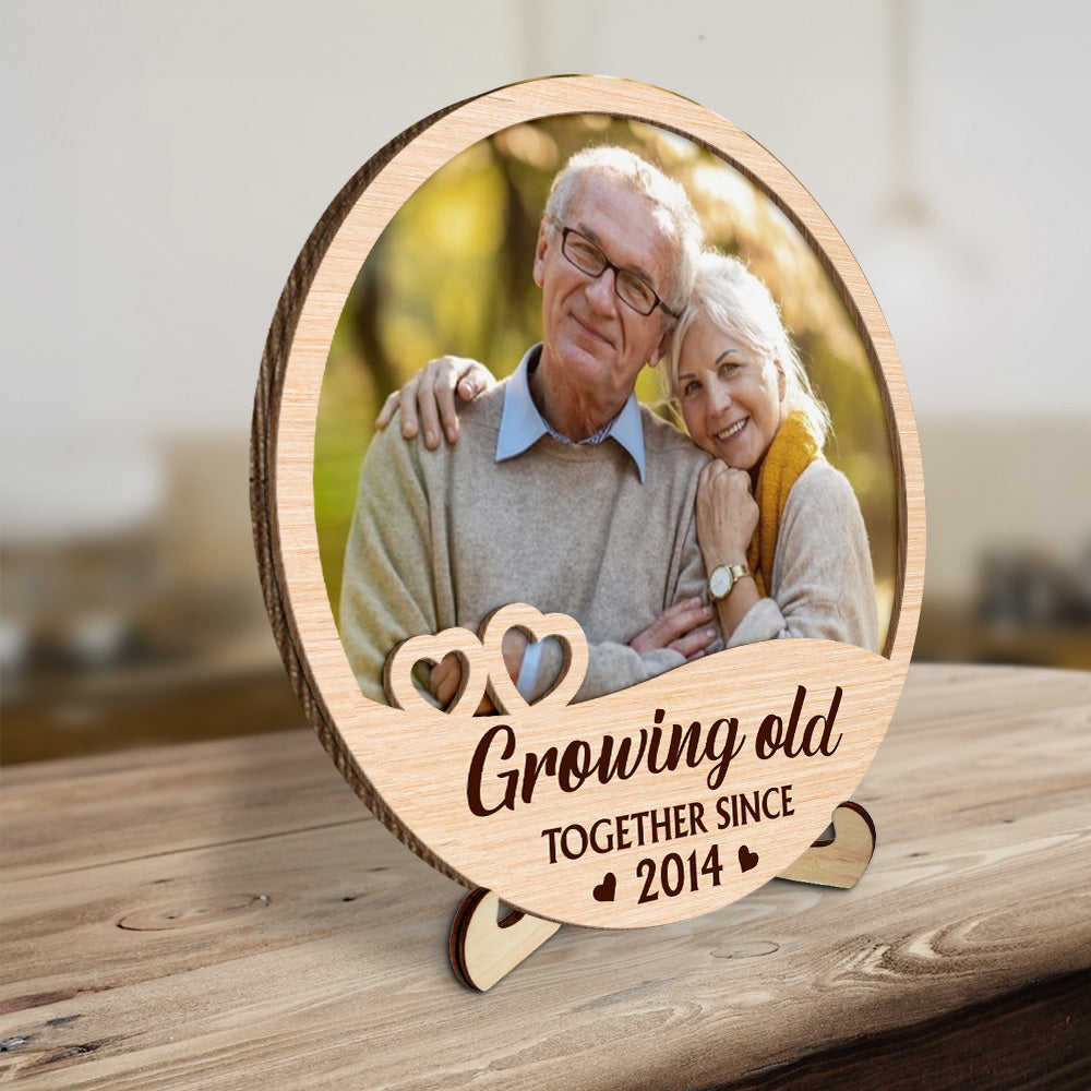 Growing Old Together - Personalized Wooden Plaque - Valentine's Day Gift For Couple