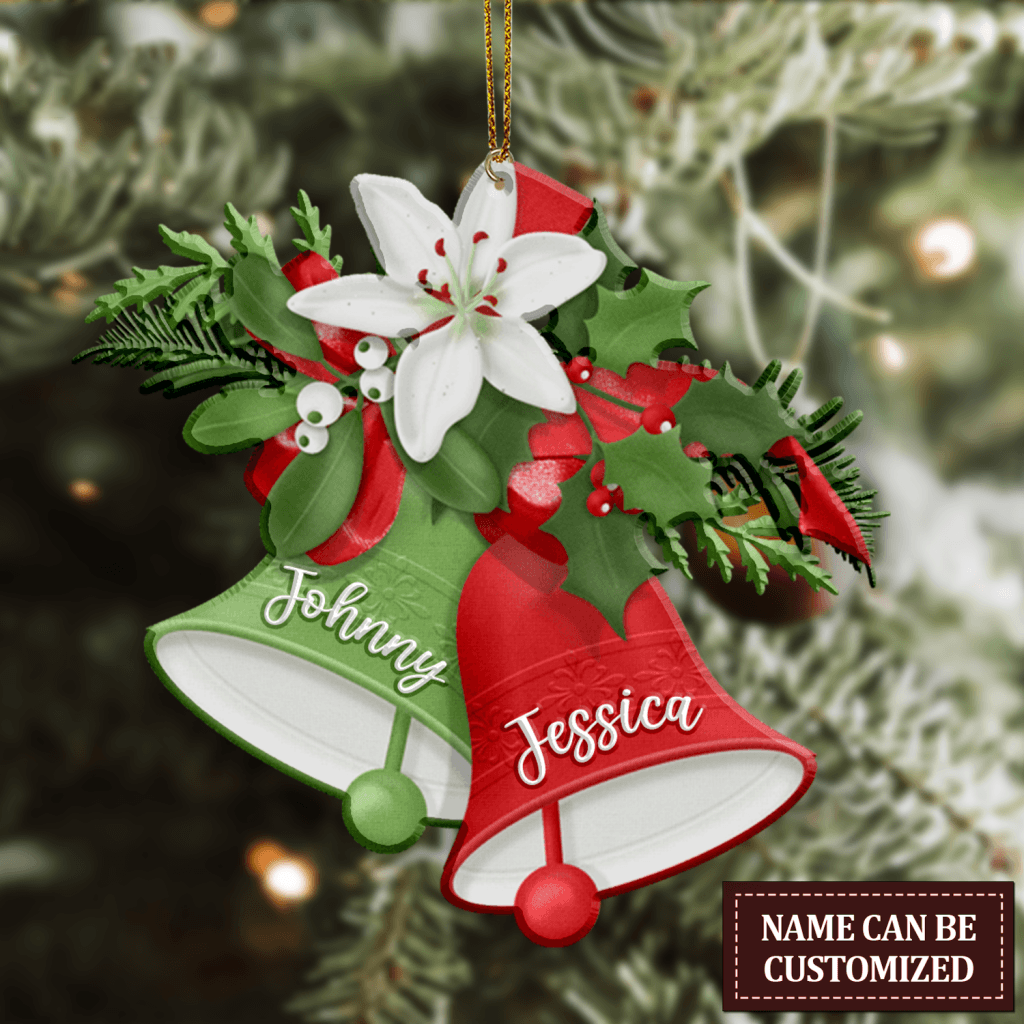 Christmas Bell Floral - Personalized Acrylic Ornament - Christmas Gift For Couple