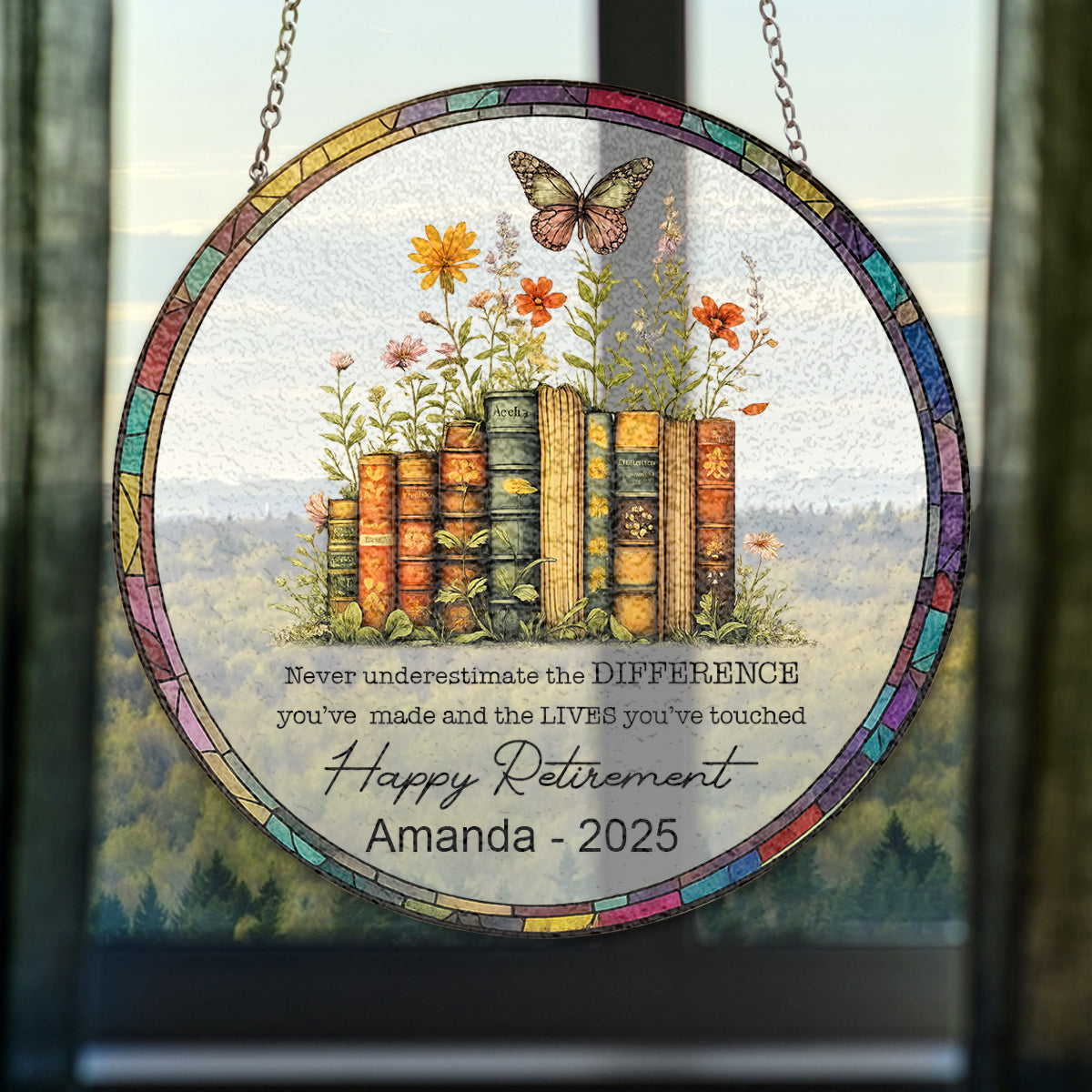 Never Underestimate the Difference You've Made - Retired Gift Stained Glass, Teacher Retirement Gifts,Coworker Gift