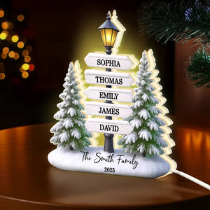 Family Lamp Posts Directional Signs Christmas Night - Personalized Light Box - Christmas Gift For Family