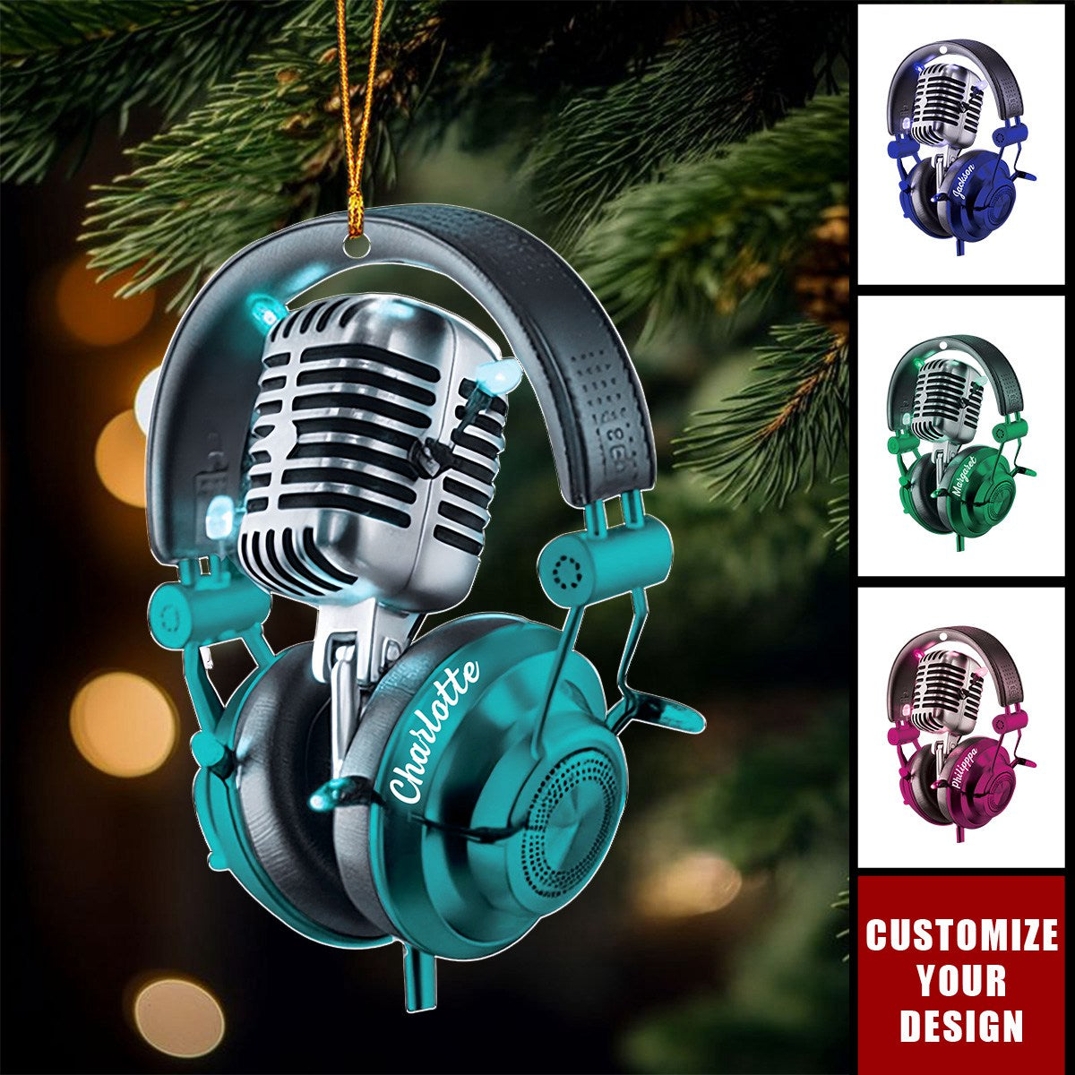 Microphone Radio - Personalized Acrylic Ornament - Christmas Gift For Music Lovers
