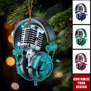 Microphone Radio - Personalized Acrylic Ornament - Christmas Gift For Music Lovers