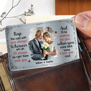 Keep This Card With You Always, Personalized Aluminum Wallet Card, Gift For Spouses