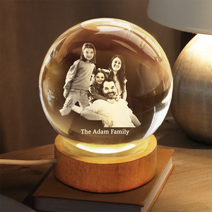 Custom Family Friends Pets Photo - Personalized Crystal Ball LED Night Light - Memorial Gift For Family
