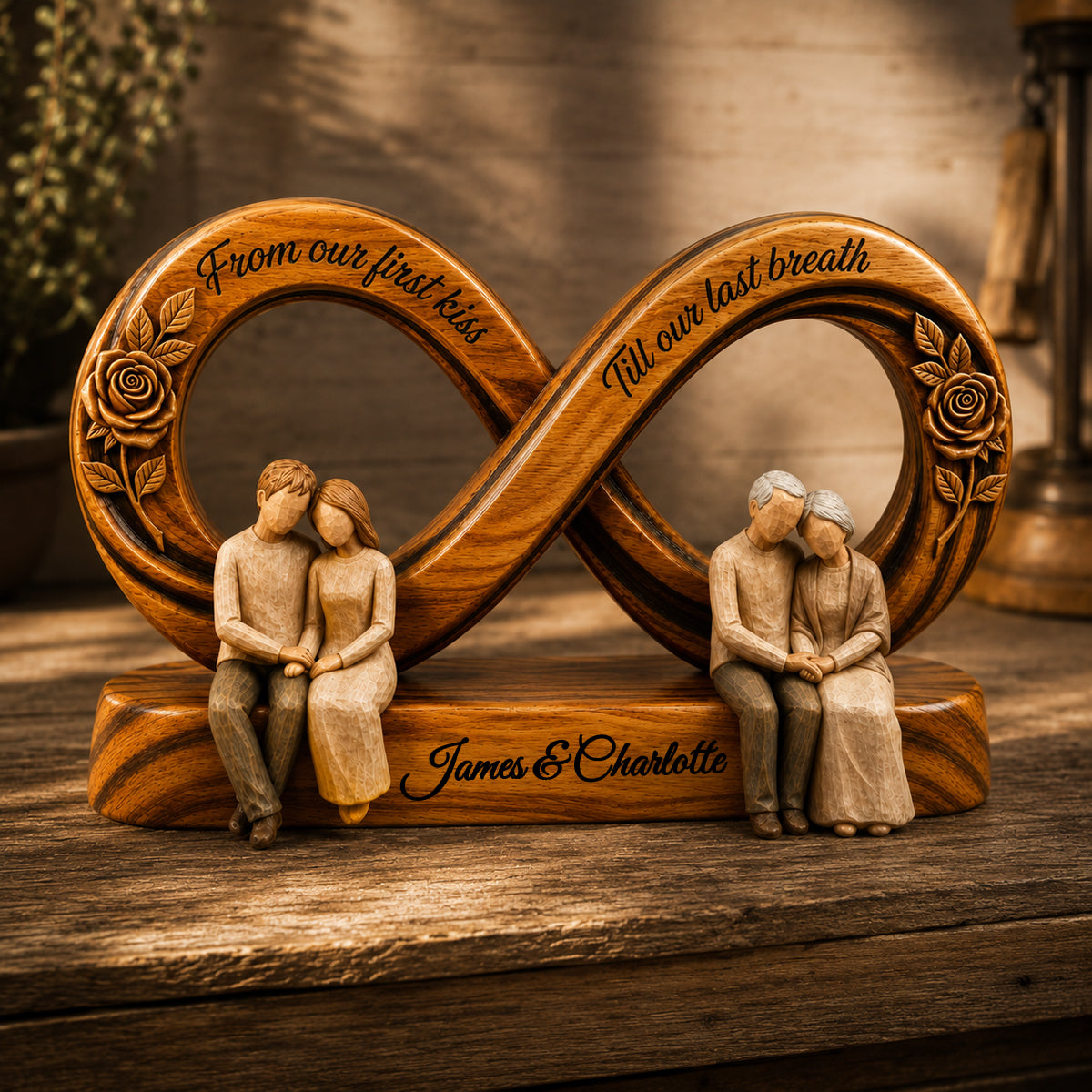 From Our First Kiss Till Our Last Breath - Personalized Wooden Plaque