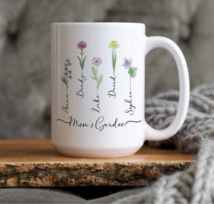 Birth Month Flowers Mom's Garden - Personalized Mug - Gift For Mother