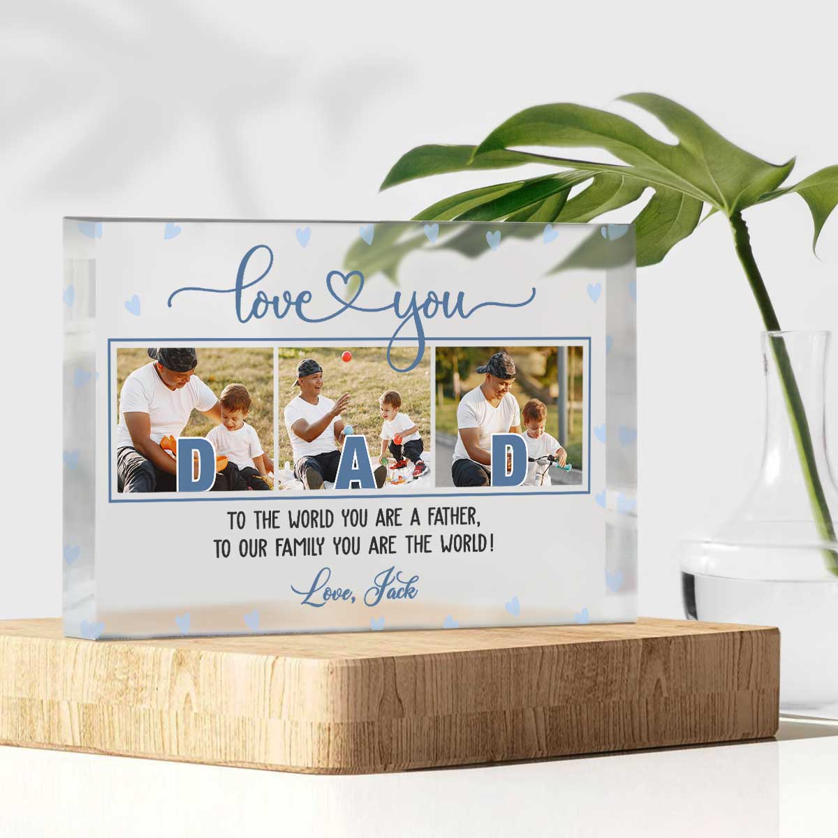 Love You Dad Custom Picture Acrylic Block, Dad Fathers Day Gifts From Kids, Personalized Photo Gift For Dad, Photo Plaque For Dad
