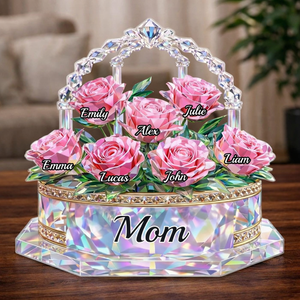 Mother's Rose Bouquet - Personalized Shape Acrylic Block - Gift For Mom, Grandma, Mother's Day Gift