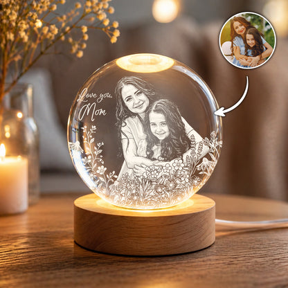 Love You Mom - Personalized Crystal Ball LED Light