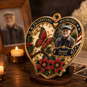 In Loving Memory Cardinal Photo Ornament - Personalized Memorial Gifts - Real 3D Raised Ornament