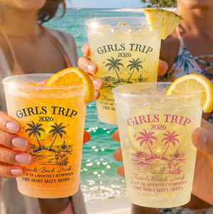 Custom Party Cups - Personalized Summer Vacation And Travel Gifts For Best Friends, Family - Hello Summer Vibes