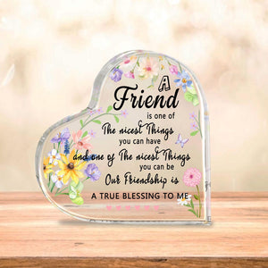 Friendship Heart Acrylic Plaque Floral Thank You Gift for Best Friend Sentimental Keepsake for Her True Blessing Quote Sign Acrylic Decor