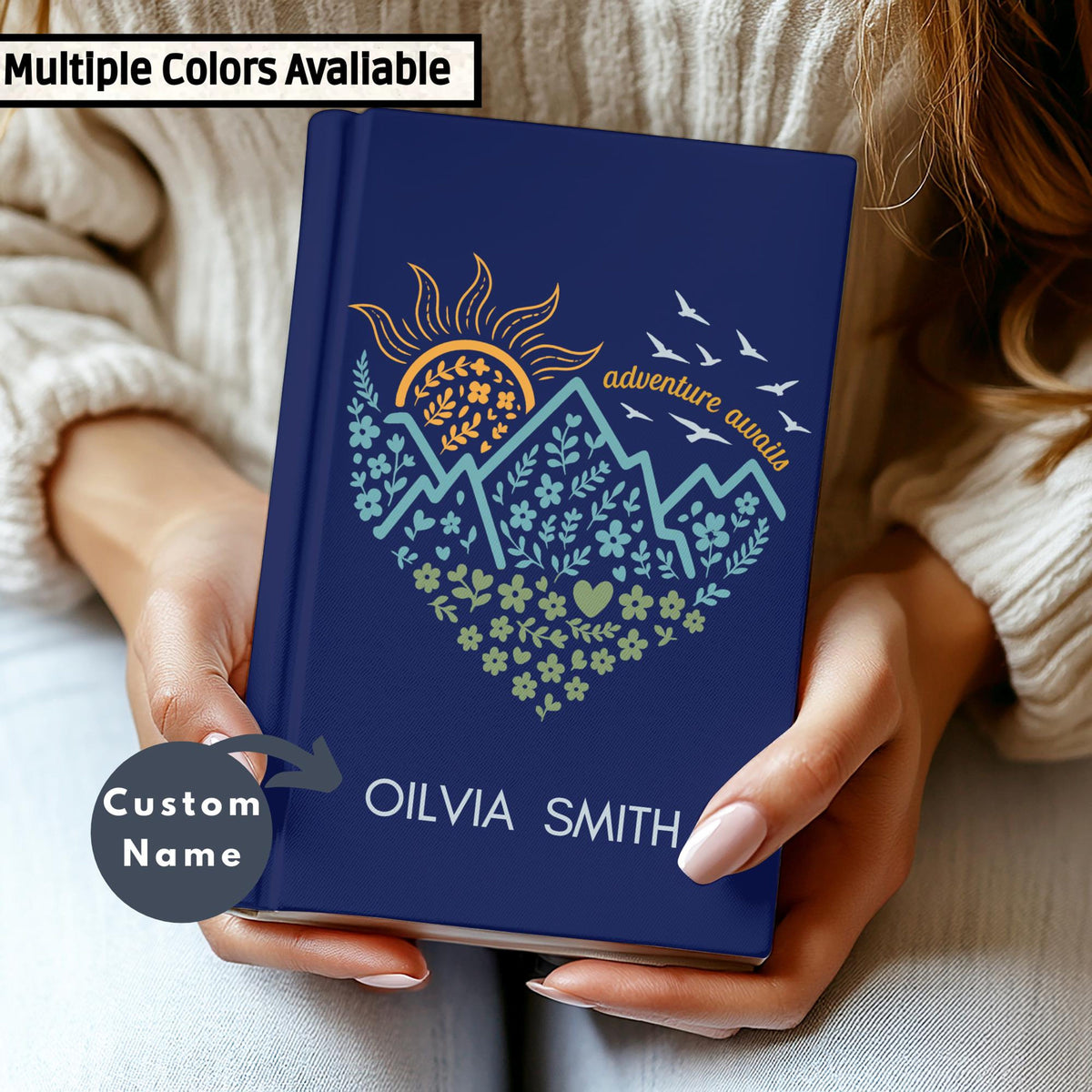 Travelers Notebook, Personalized Adventure Awaits Journal, Nature Lover Present, Camping Gift, Trip Planner, Hiking Writing Book, RV Gift