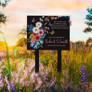 Custom Floral Memorial Sign Stake, Memorial Grave Marker, Metal Garden Marker, Metal Memorial Marker, Floral Plaque Marker