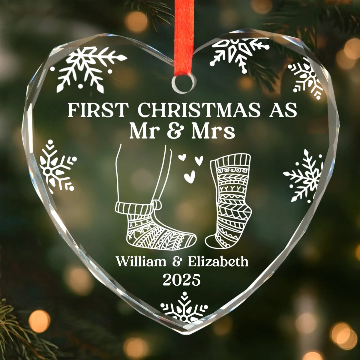 First Christmas Couple Christmas Socks - Personalized Crystal Ornament - Chritsmas Gift For Couple