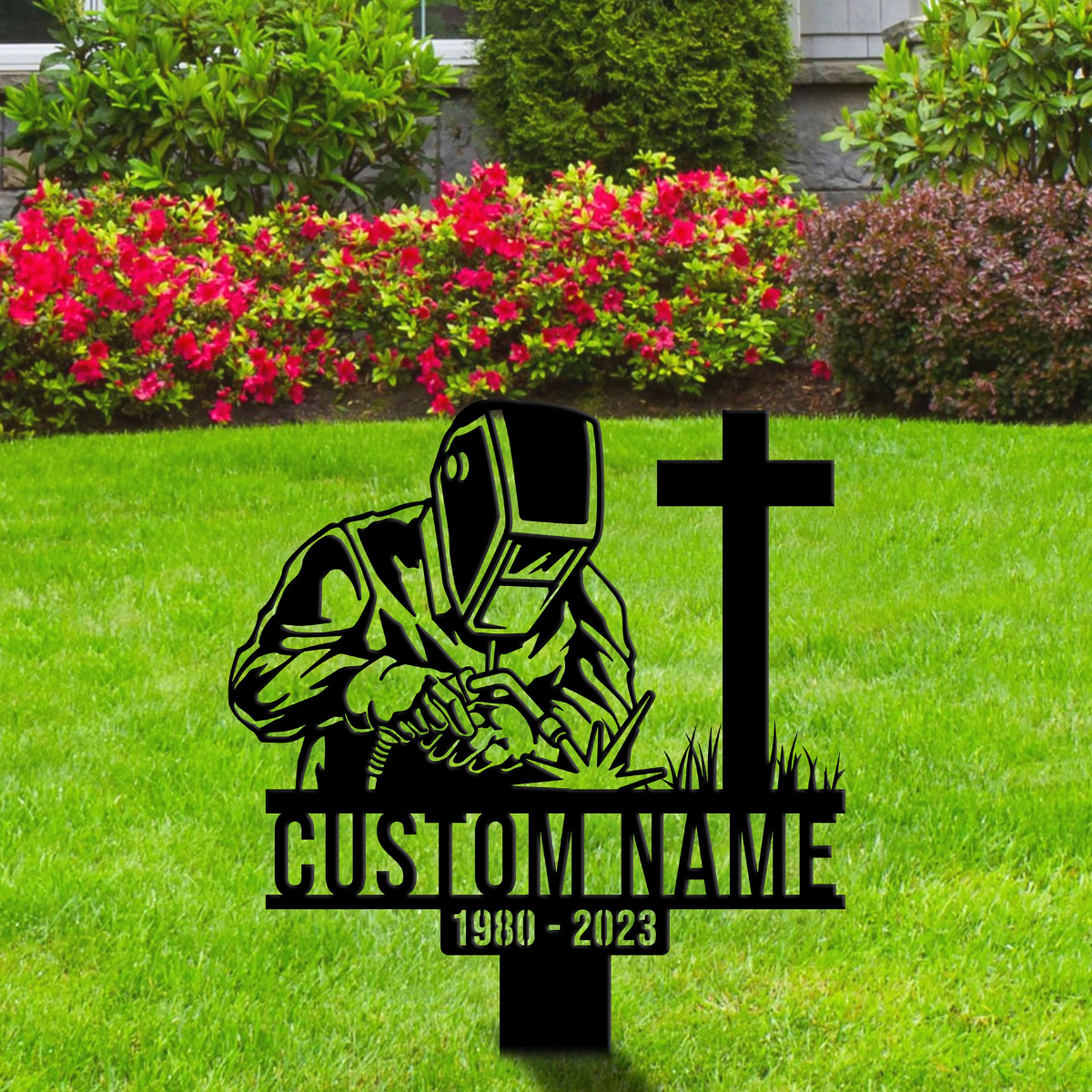 Custom Name Welder Metal Memorial Stake, Welder Ironworker Cemetery Stake, Dad Grave Marker, Memorial Stake, In Memorial Of Gift, Dad Lost