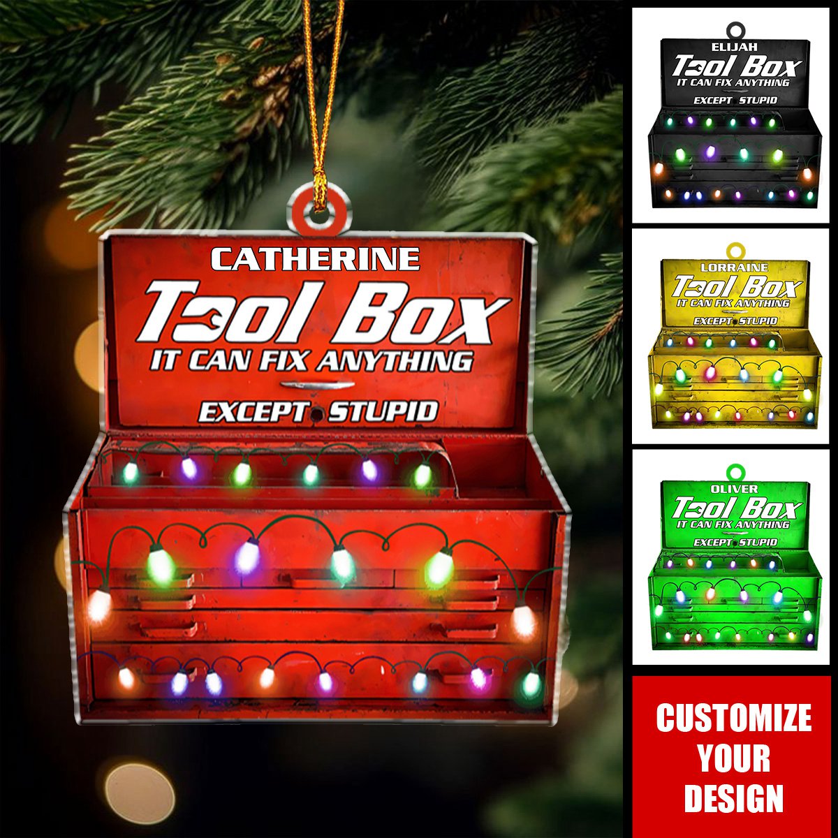 Auto Mechanic's Tool Box - Personalized Acrylic Ornament - Christmas Gift For Mechanic