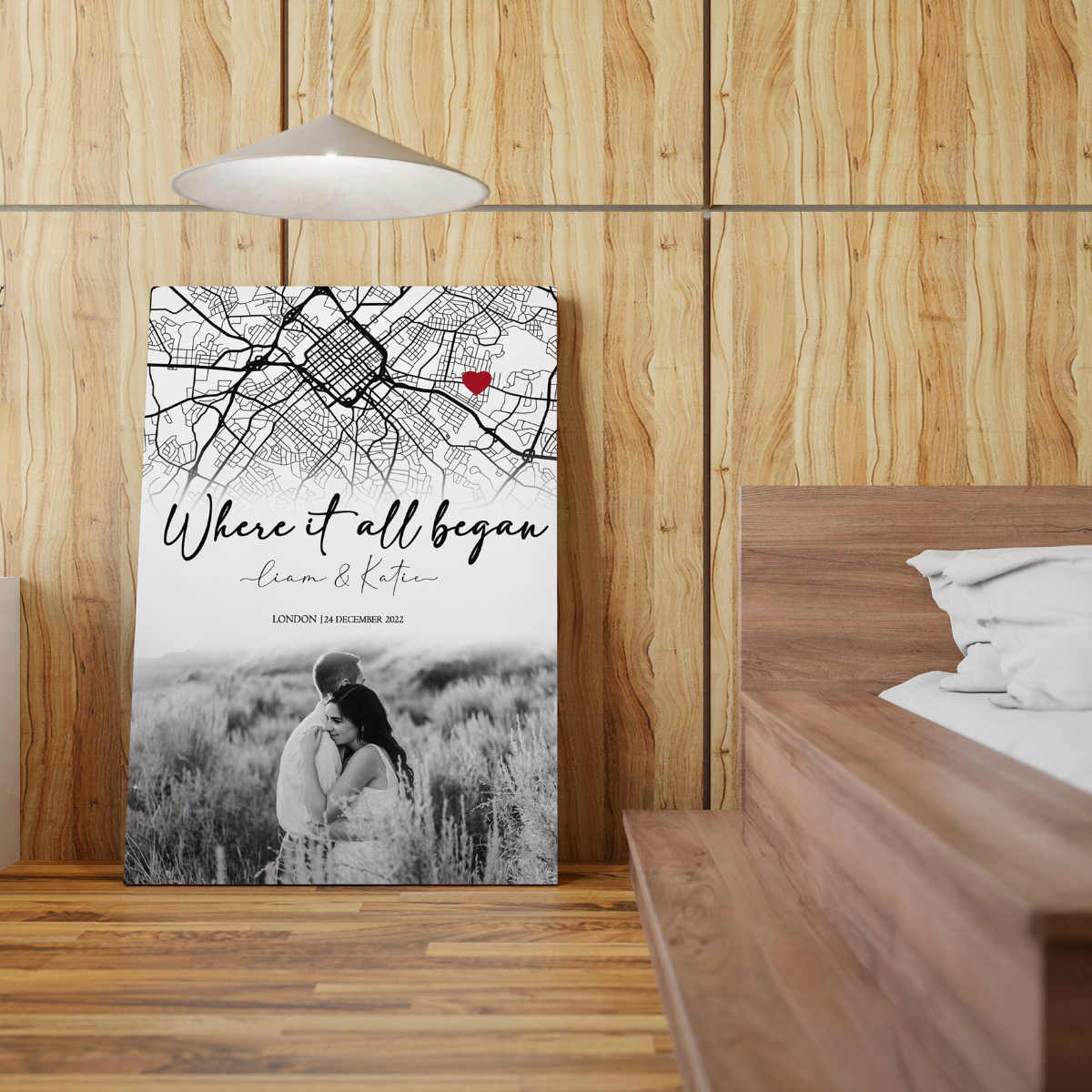 Where It All Began - Personalized Canvas - Engagement Picture Gift, Anniversary Gift For Couple, Custom Map Location