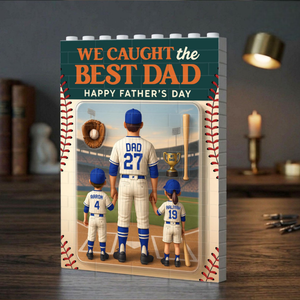 Personalized Baseball Dad Building Blocks, Custom Figure Father's Day Gift, Baseball Dad With Kids Number and Name, Baseball Season
