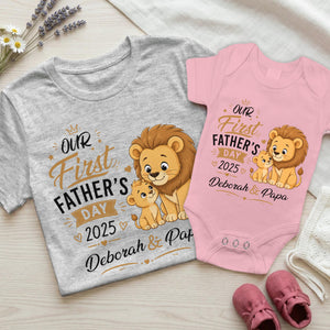 Our First Father's Day Together - Personalized T-shirt and Baby's Onesie