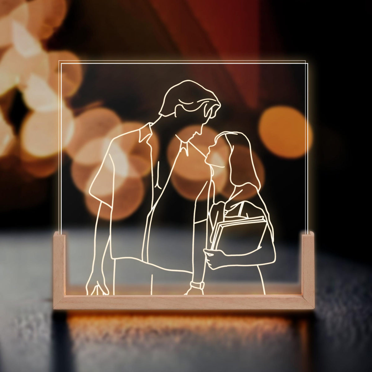 Custom Photo Desk Name Plate, Personalized Portrait From Photo Valentine Gift For Couple, Gift for Girlfriend Boyfriend, Couple Photo Lamp