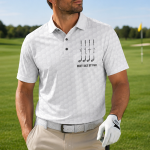 Best Dad By Par Golf Polo Shirt Personalized Golf Clubs Father s Day Performance Polo