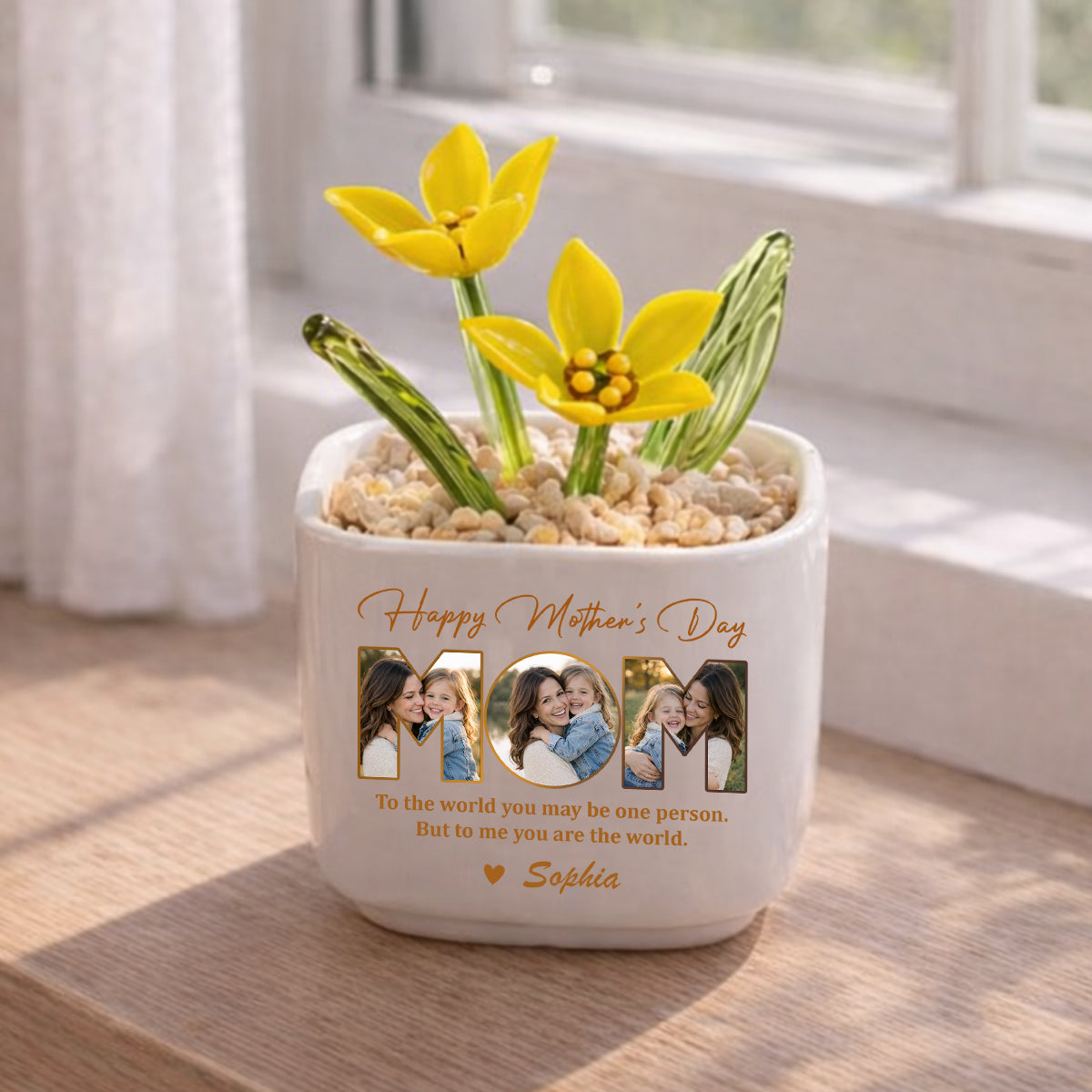 Happy Mother's Day Mom - Birth Glass Flower Pot