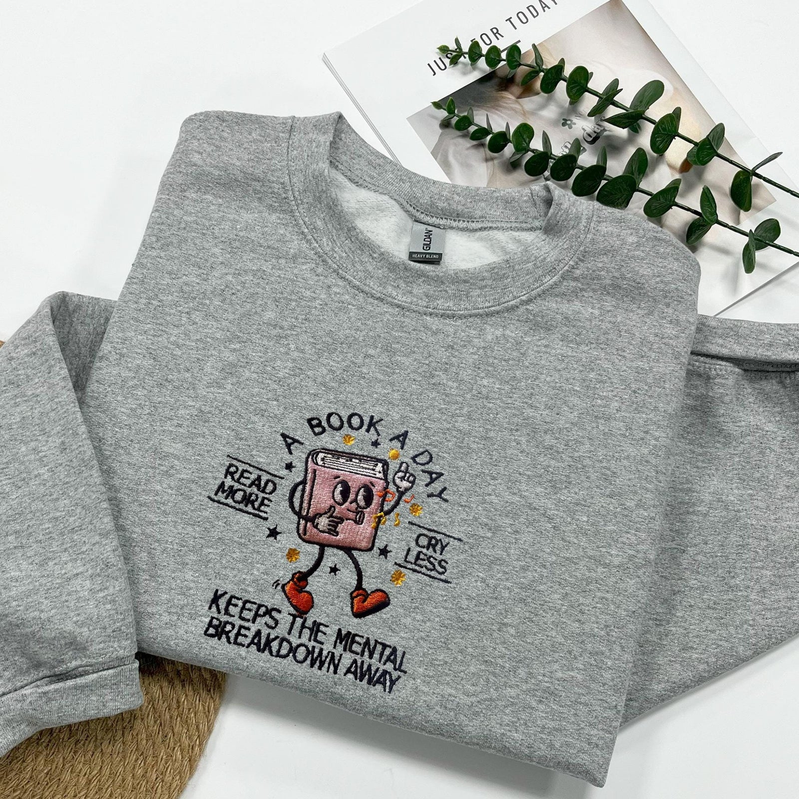 Book Lover Embroidered Sweatshirt, Read More Book Shirt, Mental Health, Bookish Shirt, Bookworm, Book Club Gift, Christmas Gift For Friends