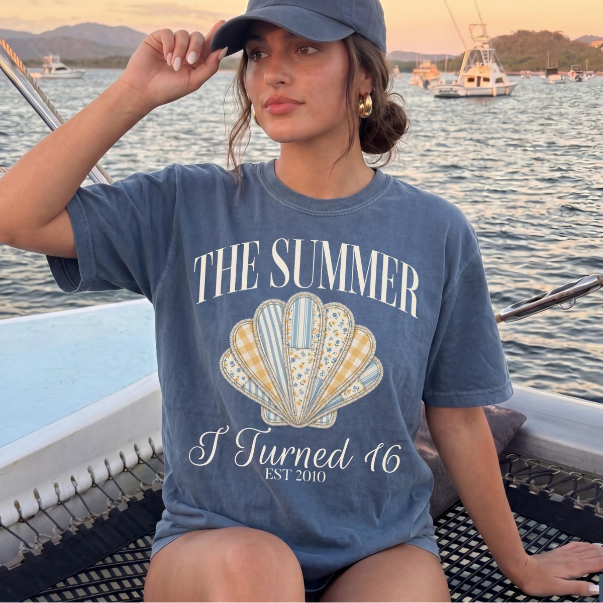 The Summer I Turned 16 Shirt, 16th Birthday Shirt, Faux Patchwork Beach Birthday Shirt, 16th Birthday Gift for Girl
