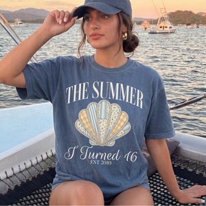 The Summer I Turned 16 Shirt, 16th Birthday Shirt, Faux Patchwork Beach Birthday Shirt, 16th Birthday Gift for Girl