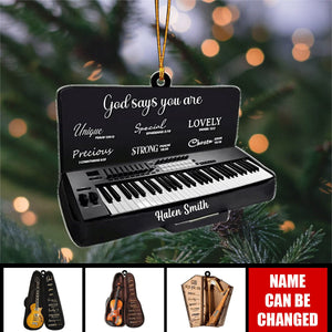 God Says You Are Harp Musical Instrument Personalized Shaped Ornament - Christmas Gift For Musician, Music Lovers