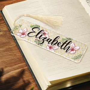 Colorful Flower Birth Month & Name - Personalized Acrylic Bookmark - Gift For Her, Gift For Sister, Bestie, Friend