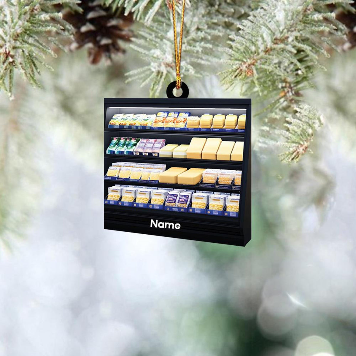 Personalized Cheese Fridge Christmas Ornament, Cheese Christmas Ornament, Chef Ornament, Cheese Lovers Gift, Cooking Ornament