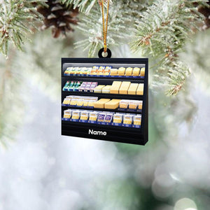 Personalized Cheese Fridge Christmas Ornament, Cheese Christmas Ornament, Chef Ornament, Cheese Lovers Gift, Cooking Ornament