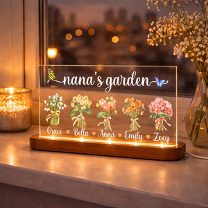 Nana's Garden Sign, Mother's Day Gifts, Birth Flower Light Stand, Grandma Gift, Gift For Mom, Customized Night Light, Gift From Grandkids