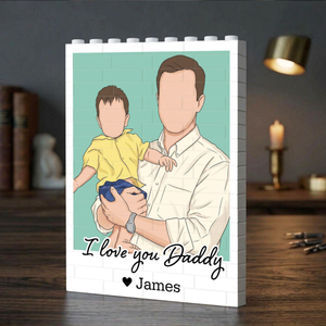 Personalized Dad Portrait Building Blocks, Daddy And Me Photo Keepsake, Fathers Day Gift for Dad, Best Dad Gift from Kids, Birthday Gift