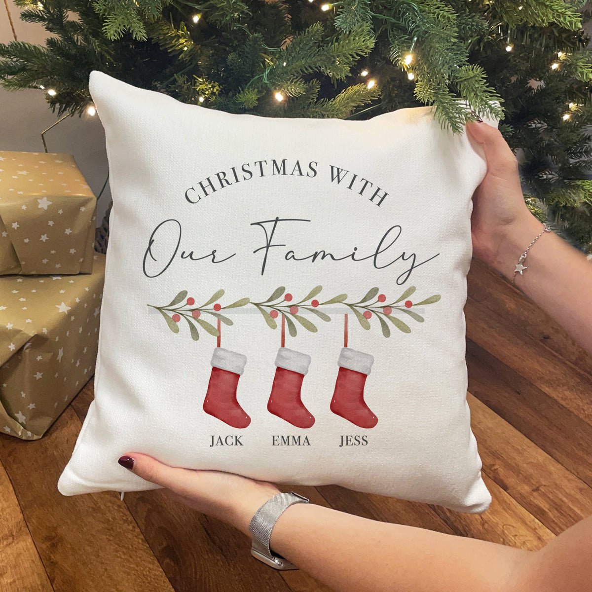 Christmas With Our Family - Personalized Pillow - Christmas Gift For Family