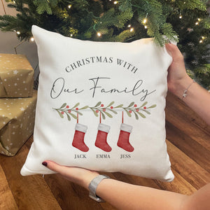 Christmas With Our Family - Personalized Pillow - Christmas Gift For Family