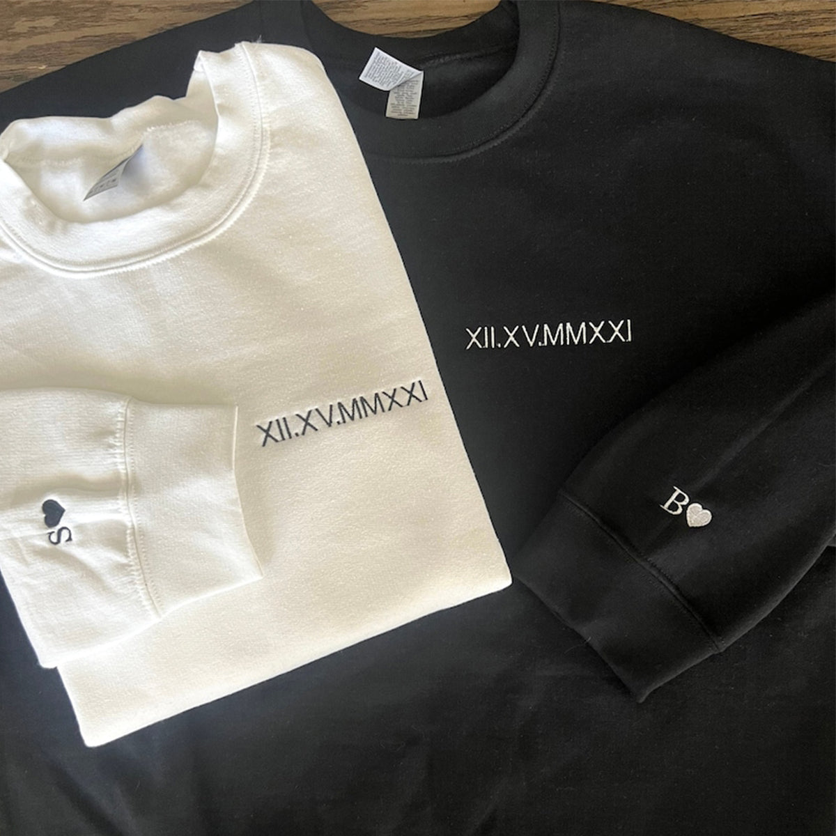 Personalized Roman Numeral Date and Initial Perfect for Couple's Anniversary Embroidered Shirt