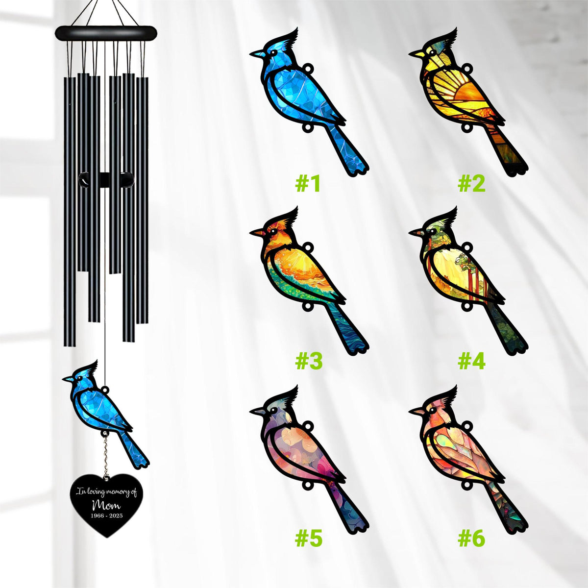 Personalized Memorial Wind Chime, Blue Jay Bird Wind Chime, Blue Bird Suncatcher Wind Chime, In Loving Memory, Sympathy Gift, Funeral Gift