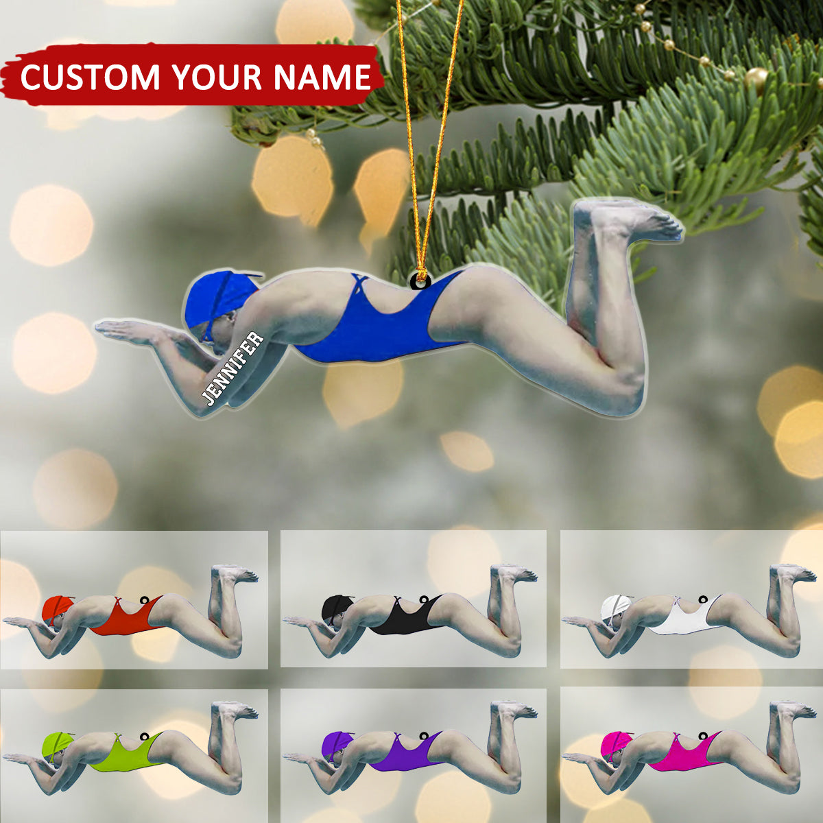 Swimmer Personalized Christmas Ornament, Gift For Swimming Lovers