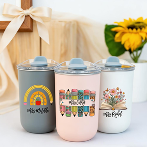 Personalised Teacher Tumbler with Name, Custom Wine Cup, Insulated Travel Mug, Iced Coffee Cup, Thank You Gift, Teacher Appreciation Gift