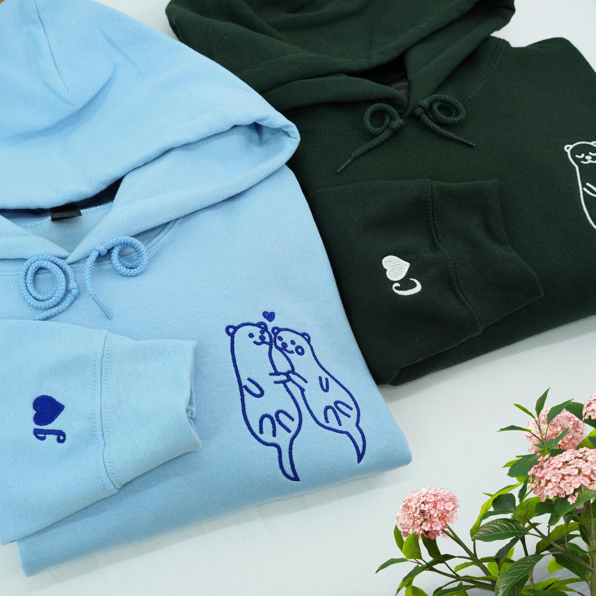 Custom Embroidered Otter Apparel, Matching Embroidered Apparel For Couples, Anniversary Gifts For Him & Her