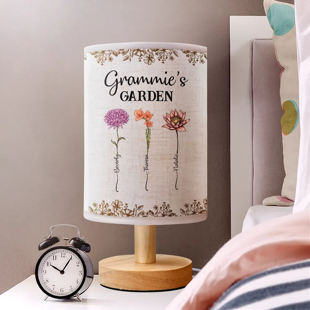 Grandma's Garden Birth Flower - Personalized Fabric Lamp - Gift For Grandma, Mother