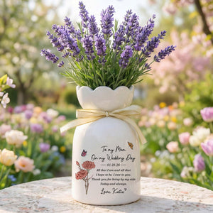 Personalised Mother of the Bride Flower Vase, Custom Mother's Day Floral Ceramic Vase for Mother of the Bride and Groom, Wedding Favor Gifts