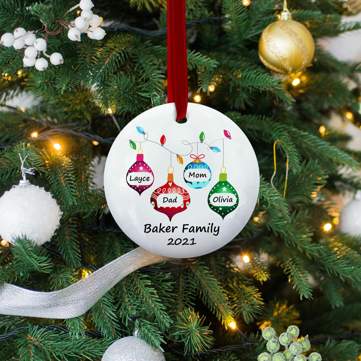 Family Christmas Lantern Ornament, Personalized Family Christmas Ornament