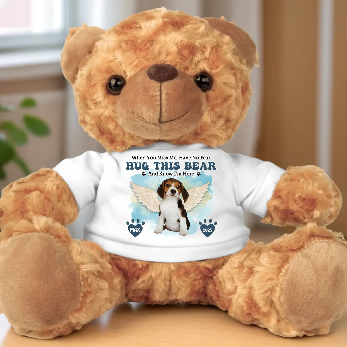 When You Miss Me Hug This Bear Pet Memorial - Personalized Teddy Bear Plush - Memorial Gift For Pet Owner