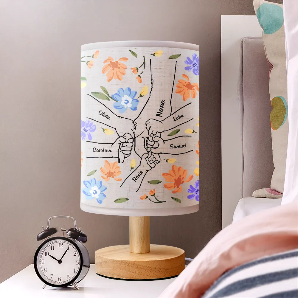 Hand In Hand Will Always Protect You Mom Nana - Personalized Fabric Lamp - Gift For Mom Grandma